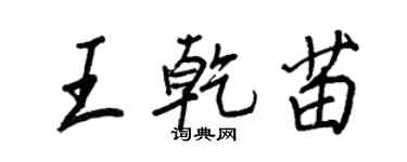 王正良王乾苗行书个性签名怎么写