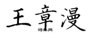丁谦王章漫楷书个性签名怎么写