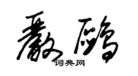 朱锡荣严鸥草书个性签名怎么写
